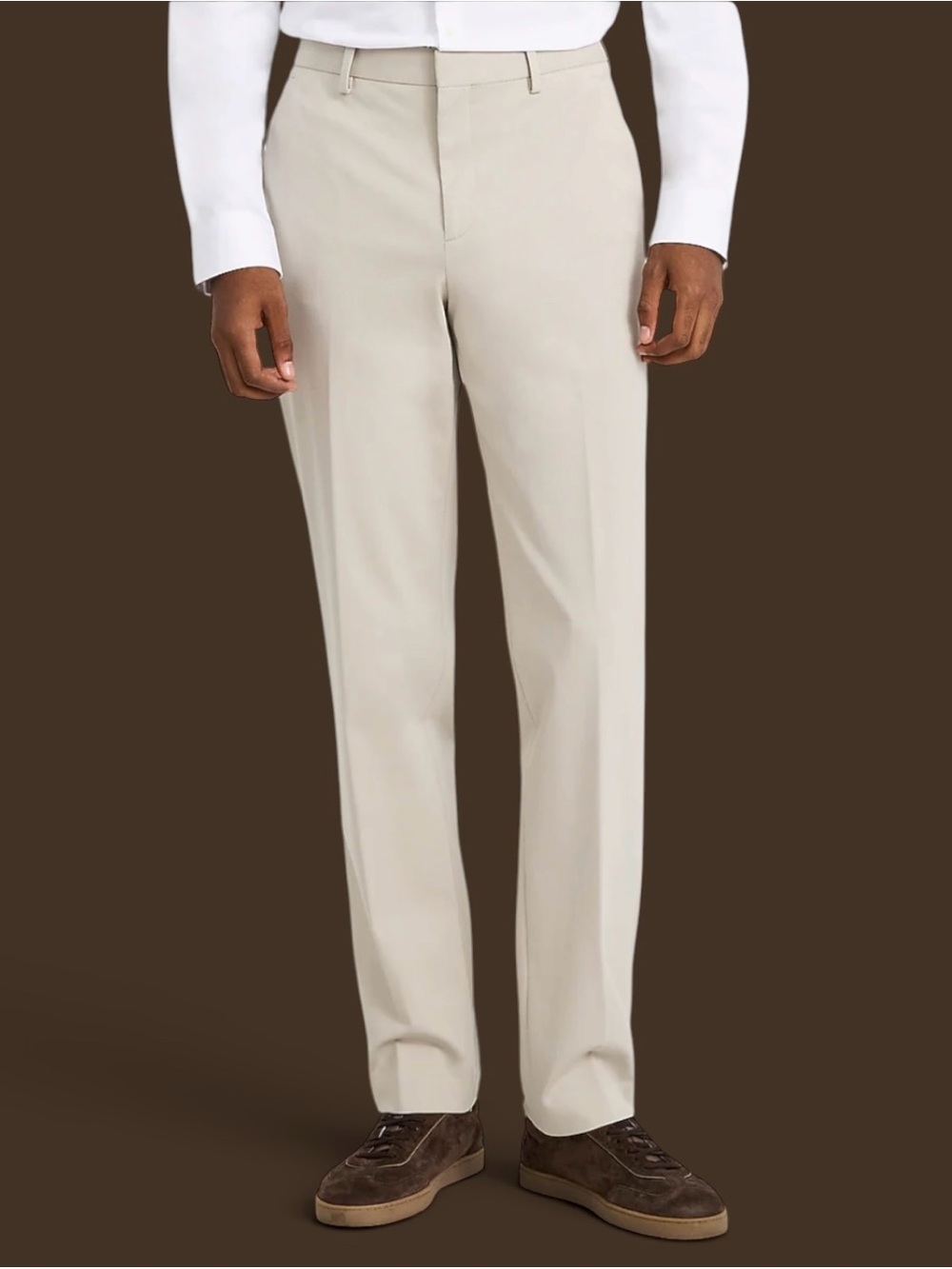 Express Slim Khaki Linen Blend Stretch Pants